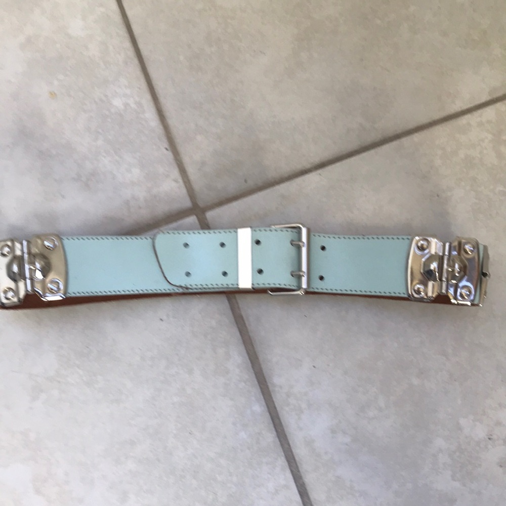 Blue Leather Studded Belt S-31